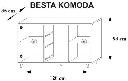 Komoda BESTA - rysunek techniczny