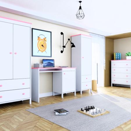 Zestaw mebli młodzieżowych WINTER RÓŻOWY - wizualizacja