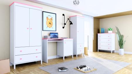 Zestaw mebli młodzieżowych WINTER RÓŻOWY - wizualizacja HD