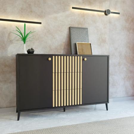Komoda do salonu FADO CZARNA - wizualizacja