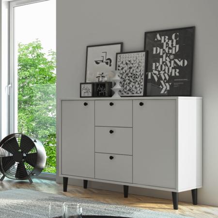 Komoda do salonu BESTA BIAŁA / CZARNY - wizualizacja