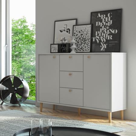 Komoda do salonu BESTA BIAŁA / BUK - wizualizacja