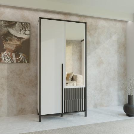 Szafa AGNAR 2D BIAŁA / LUSTRO - wizualizacja