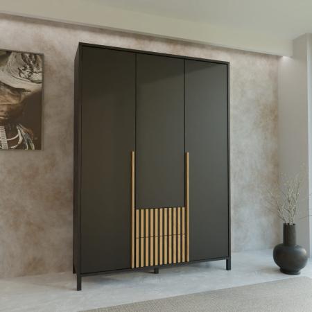 Szafa AGNAR 3D CZARNA GŁADKA - wizualizacja