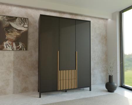 Szafa AGNAR 3D CZARNA GŁADKA - wizualizacja HD