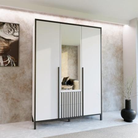 Szafa AGNAR 3D BIAŁA / LUSTRO - wizualizacja