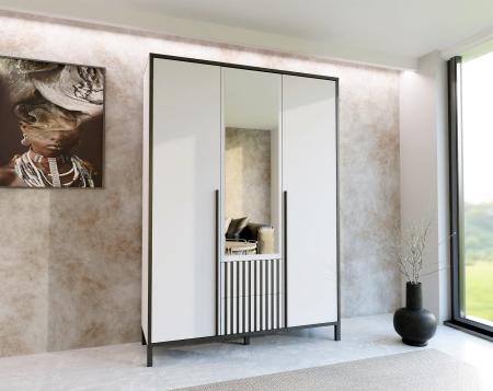 Szafa AGNAR 3D BIAŁA / LUSTRO - wizualizacja HD