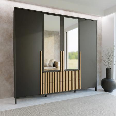 Szafa AGNAR 4D CZARNA / LUSTRO - wizualizacja