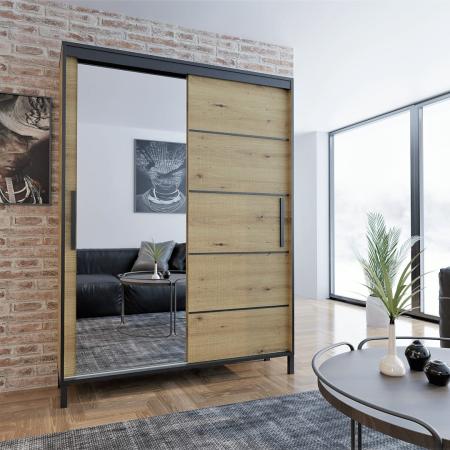 Szafa przesuwna BRAGA ARTISAN LISTWY/LUSTRO - wizualizacja