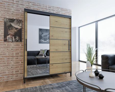 Szafa przesuwna BRAGA ARTISAN LISTWY/LUSTRO - wizualizacja HD