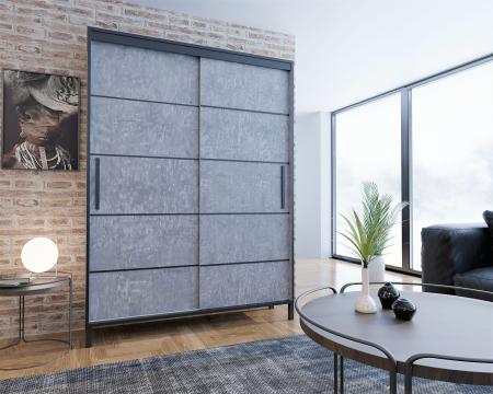 Szafa przesuwna BRAGA BETON (LISTWY) - wizualizacja HD