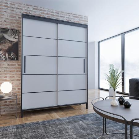 Szafa przesuwna BRAGA BIAŁA (LISTWY) - wizualizacja