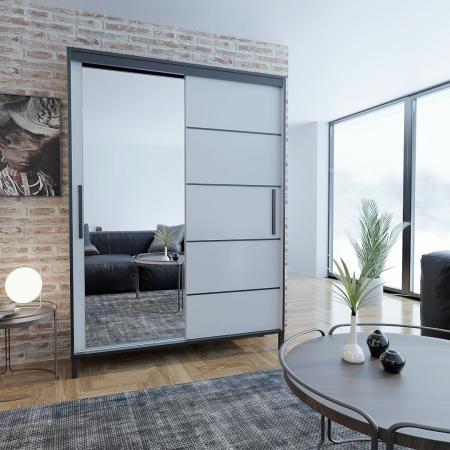 Szafa przesuwna BRAGA BIAŁA (LISTWY/LUSTRO) - wizualizacja