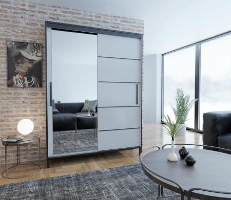 Szafa przesuwna BRAGA BIAŁA (LISTWY/LUSTRO) - wizualizacja HD