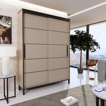 Szafa przesuwna BRAGA KASHMIR (CZARNE LISTWY) - wizualizacja