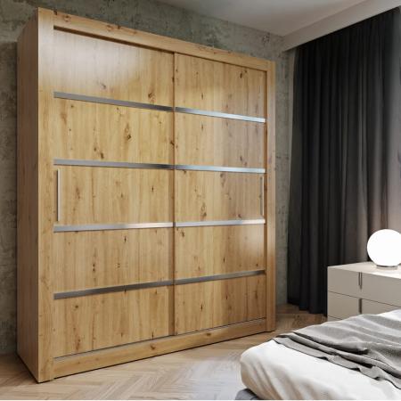 Szafa przesuwna MONAKO ARTISAN (Srebrne Listwy) - wizualizacja