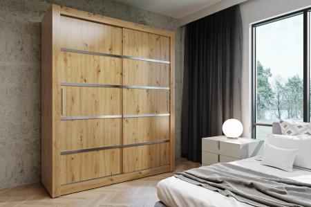 Szafa przesuwna MONAKO ARTISAN (Srebrne Listwy) - wizualizacja HD