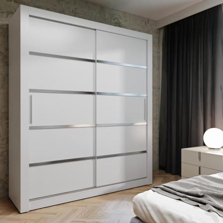 Szafa przesuwna MONAKO BIAŁA (Srebrne Listwy) - wizualizacja