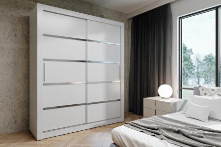 Szafa przesuwna MONAKO BIAŁA (Srebrne Listwy) - wizualizacja HD