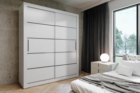 Szafa przesuwna MONAKO BIAŁA (Czarne Listwy) - wizualizacja HD