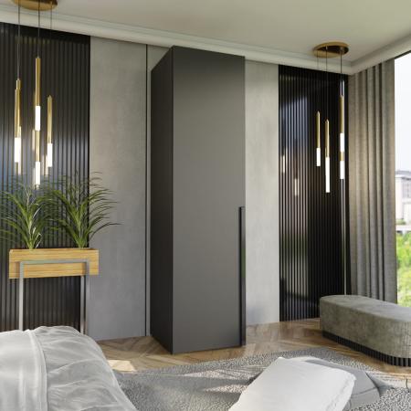 Szafa modułowa BOX 1 CZARNA - Czarny uchwyt - wizualizacja