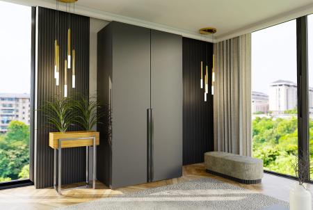 Szafa modułowa BOX 2 CZARNA (Czarny uchwyt) - wizualizacja HD