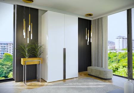 Szafa modułowa BOX 2 BIAŁA (Czarny uchwyt) - wizualizacja HD