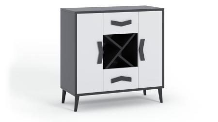 Komoda młodzieżowa Hix Grafit-Biały HD