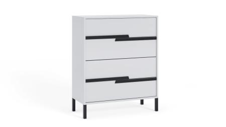 Komoda młodzieżowa Spring Biała, Uchwyty czarne HD