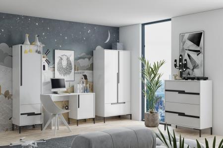 Wizualizacja całego zestawu mebli SPRING Biały, Buk