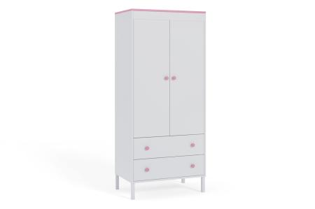 Szafa młodzieżowa Winter Biała, Róż HD