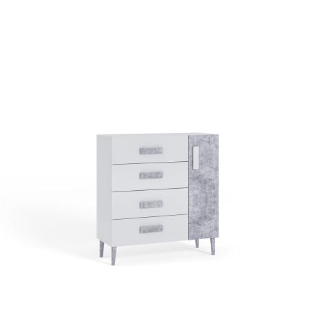 Komoda młodzieżowa Zygzak Biała, Beton