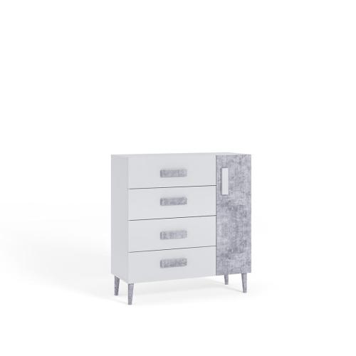 Przejdź do produktu Komoda młodzieżowa Zygzak Biała, Beton