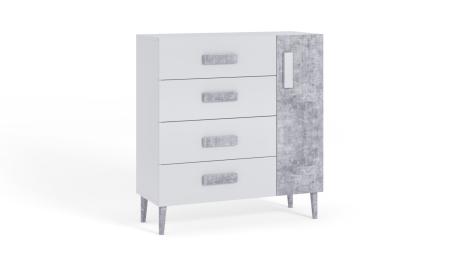 Komoda młodzieżowa Zygzak Biała, Beton HD