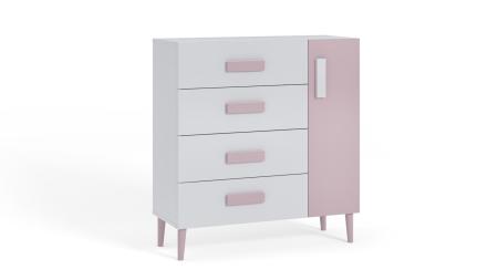 Komoda młodzieżowa Zygzak Biała, Róż HD