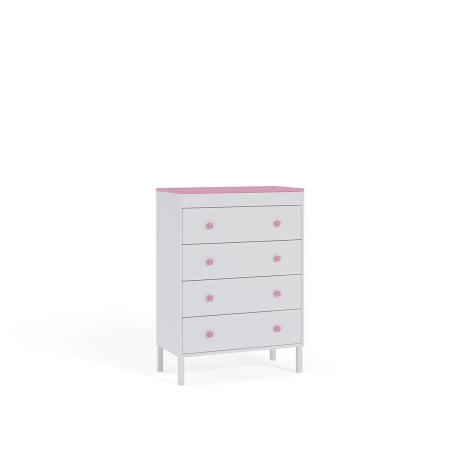 Komoda młodzieżowa Winter, Biała, Różowy