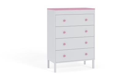 Komoda młodzieżowa Winter, Biała, Różowy HD