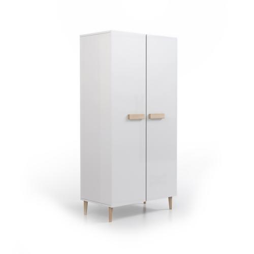 Przejdź do produktu Szafa dziecięca młodzieżowa Lemon w kolorze Białym na wysokich nóżkach -  2 drzwiowa / 182x90x50 cm / uchwyty drewniane 