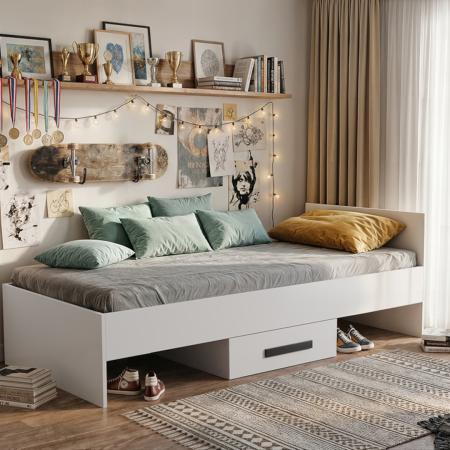 Łóżko młodzieżowe SPRING, Biały, Grafit