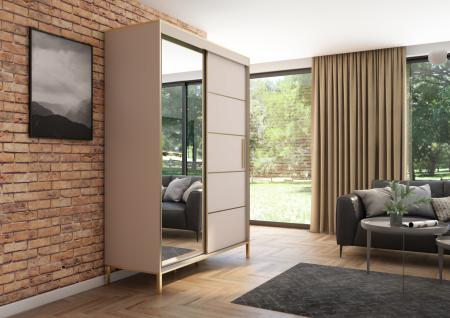 Szafa przesuwna Braga 160 z lustrem, Kaszmir, Złote listwy - wizualizacja HD 2