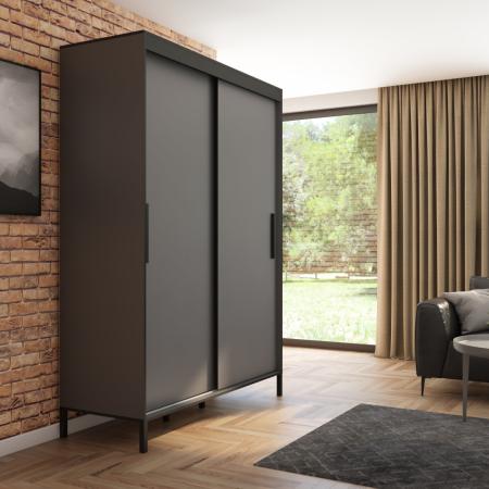 Szafa przesuwna BRAGA 160 gładka, Antracyt, Czarne listwy 2