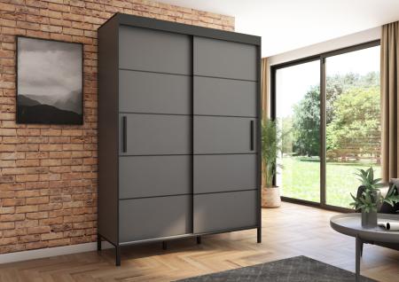 Szafa przesuwna BRAGA 160, Antracyt, Czarne listwy - wizualizacja HD