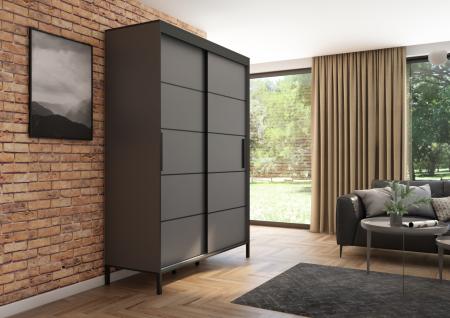 Szafa przesuwna BRAGA 160, Antracyt, Czarne listwy - wizualizacja HD 2