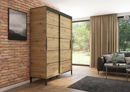 Szafa przesuwna BRAGA 160, Artisan, Czarne listwy - wizualizacja HD 2