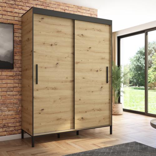 Przejdź do produktu Szafa przesuwna Braga 160 gładka, Artisan, Czarne uchwyty