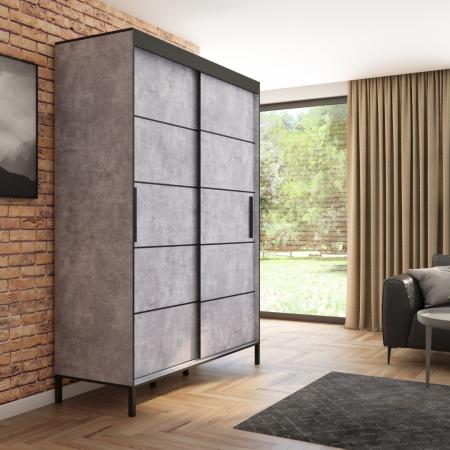 Szafa przesuwna BRAGA 160, Beton, Czarne listwy 2