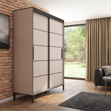 Szafa przesuwna BRAGA 160, Kaszmir, Czarne listwy 2