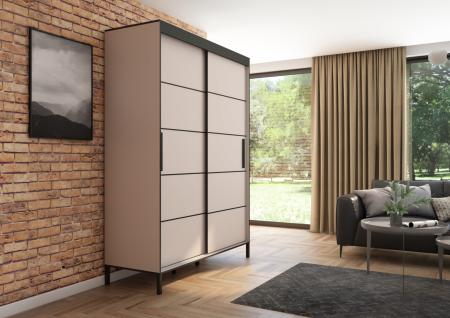 Szafa przesuwna BRAGA 160, Kaszmir, Czarne listwy - wizualizacja HD 2