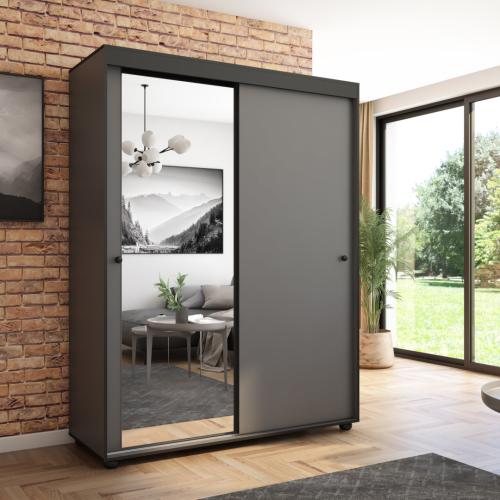 Przejdź do produktu Szafa przesuwna Porto 160 z lustrem, Antracyt