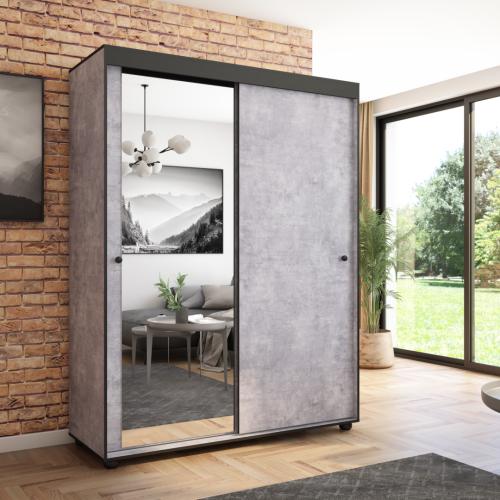 Przejdź do produktu Szafa przesuwna Porto 160 z lustrem, Beton